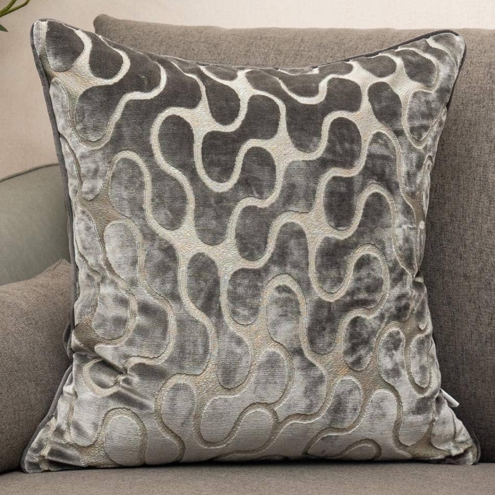 Luxurious Silver and Gray Accent Pillow Square 18x18